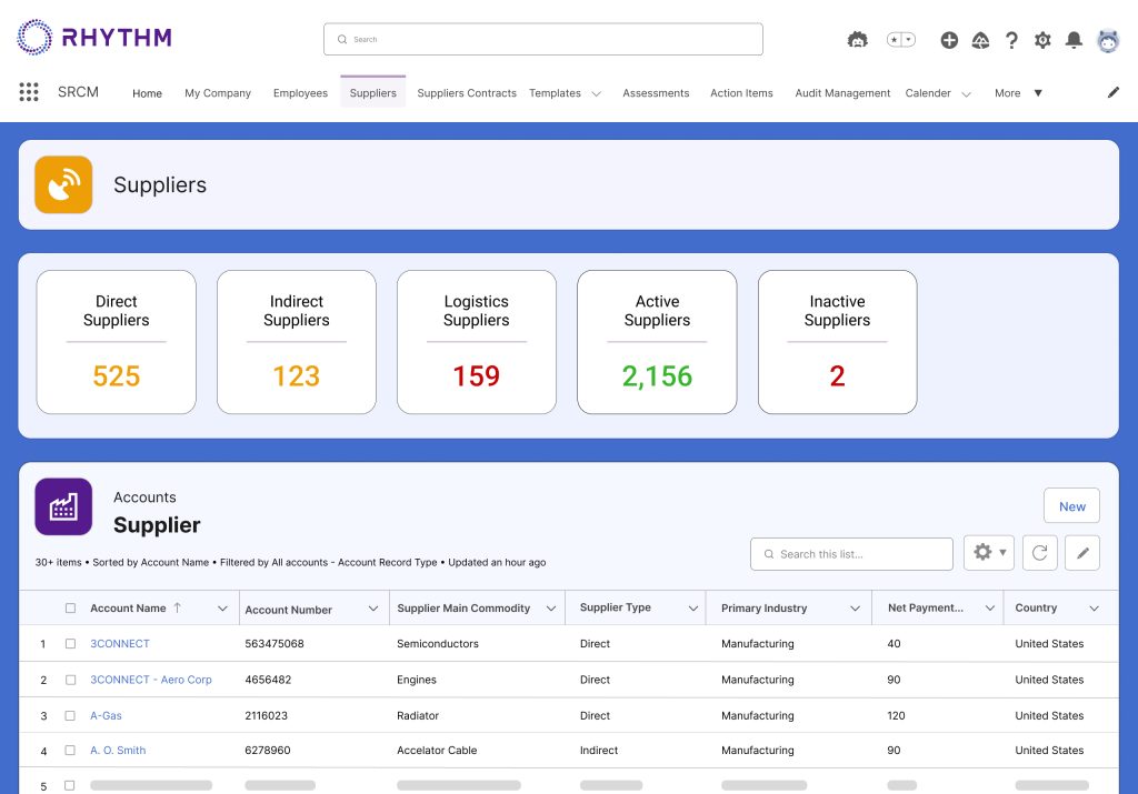 Supplier List view page